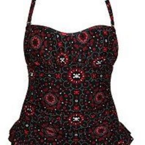 Retro Chic Torrid swim Blk Bandana Print One pice